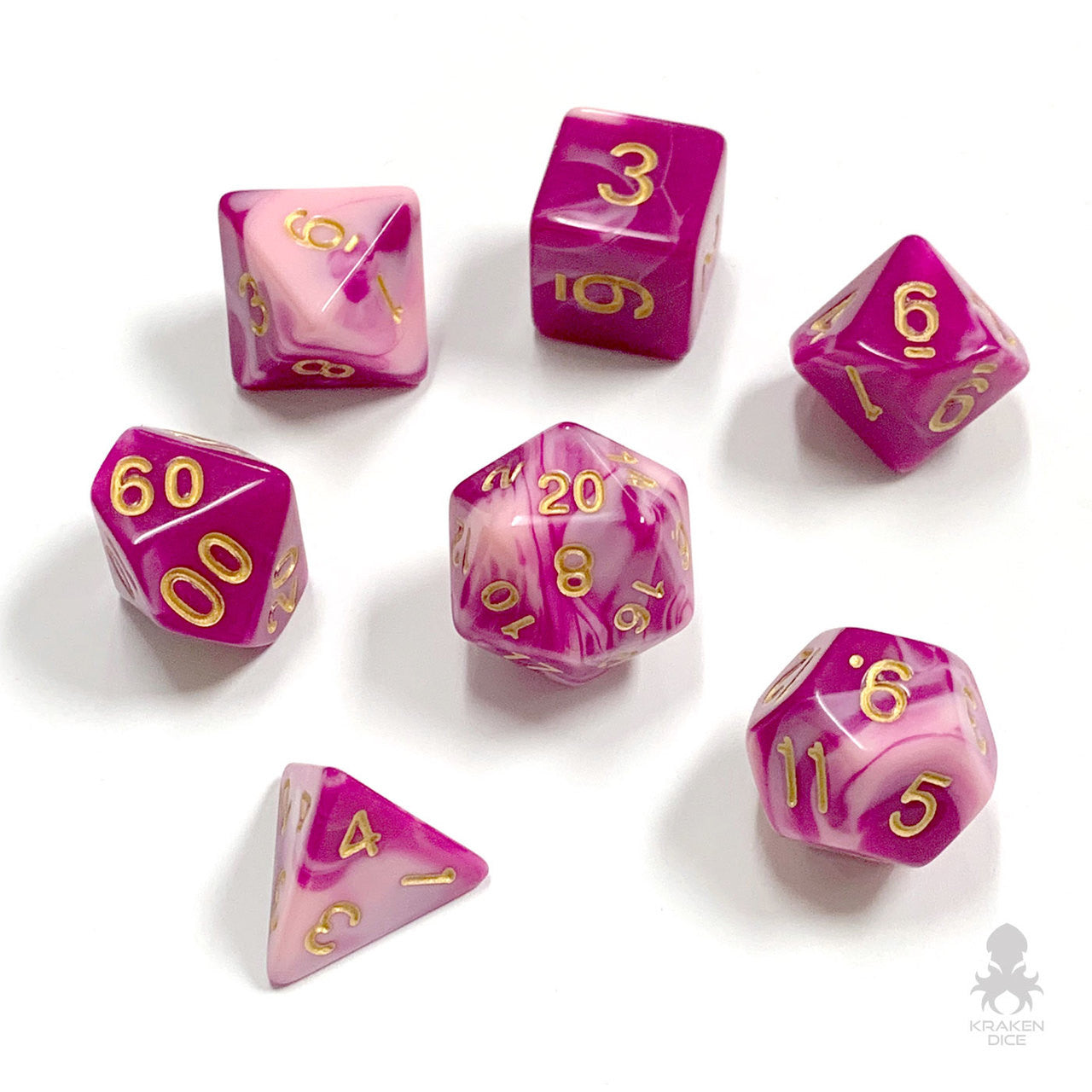 Fuchsia Pink Fusion Dice RPG Polyhedral Dice Set For DnD